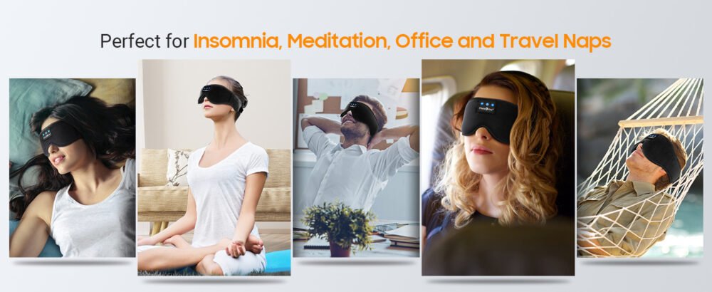 Sleep Headphones Bluetooth Sleep Eye Mask for Sleeping, Wireless Music Sleeping Masks Headphones, Sleep Earbuds for Side Sleepers Men Women with Speakers Cool Tech Gadgets