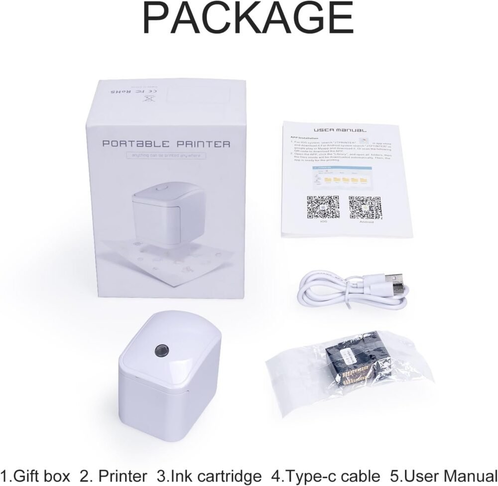 Mini Portable Handheld Temporary Tattoo Printer for iOS & Android APP Label Qrcode Barcode Printer (White) - Image 8