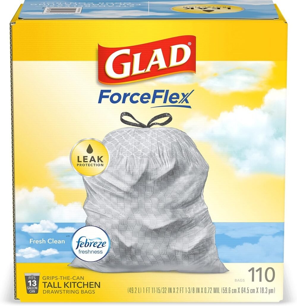 Glad Tall Kitchen Drawstring Trash Bags - Odorshield 13 Gallon White Trash Bag - Image 13