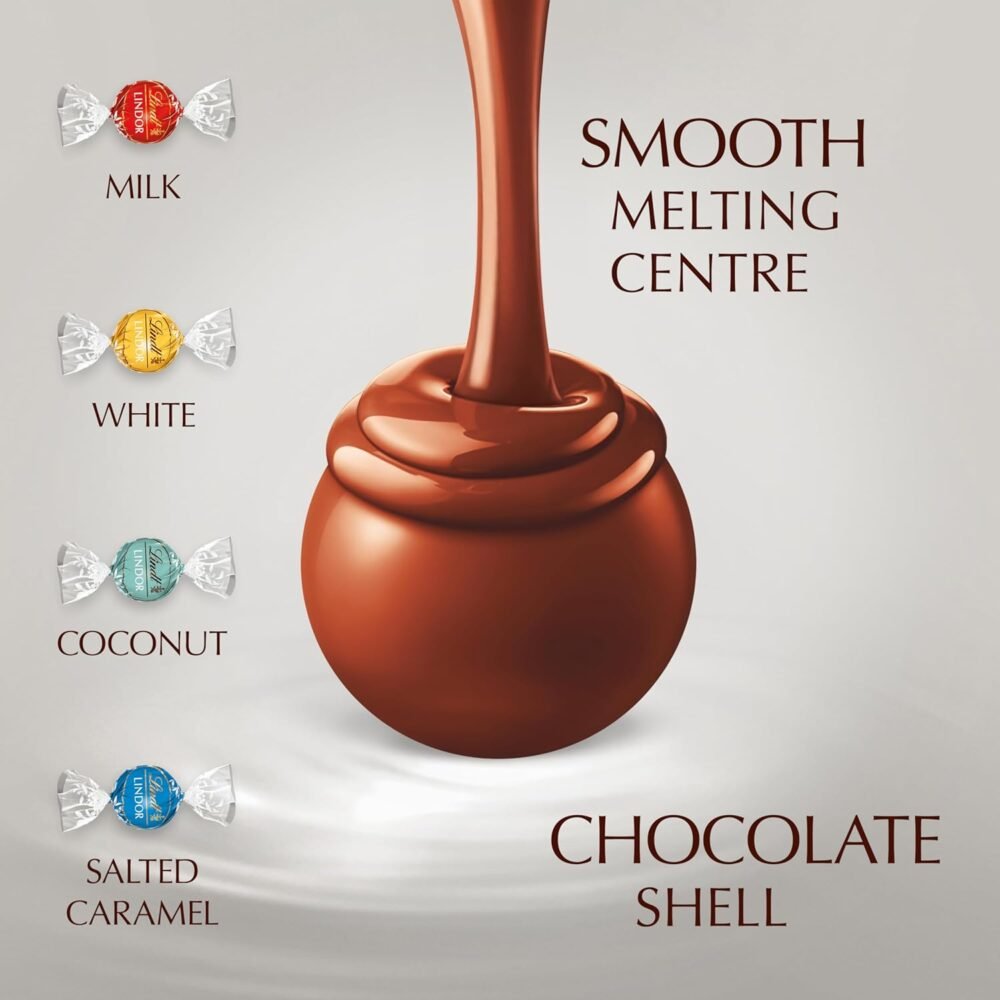 Lindt Lindor Silver Assorted ChocolateTruffles Box Large - Approx 26 balls, 337g - Chocolate Truffles with a Smooth Melting Filling - Gift Present or Sharing Box - Easter, Birthday, Congrats - Image 4
