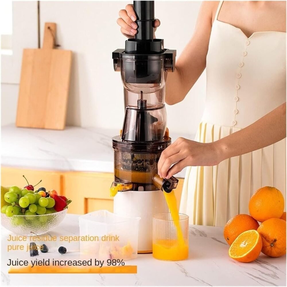 Slow Masticating Juicer, 80mm Wide Chute, Juice Jug, Pulp Container, BPA-Free, Easy-to-Clean, Whole Fruit & Vegetable Cold Press Juicer, High Nutrient Extraction, Quiet Motor, Reverse Function - Image 5