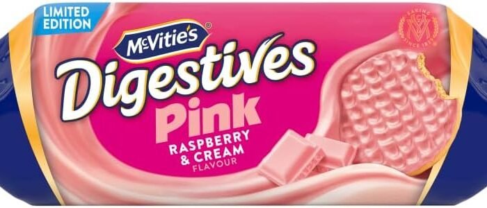 McVitie's Digestives, Pink Raspberry & Cream Flavour Biscuits, 232 g (Pack of 1)