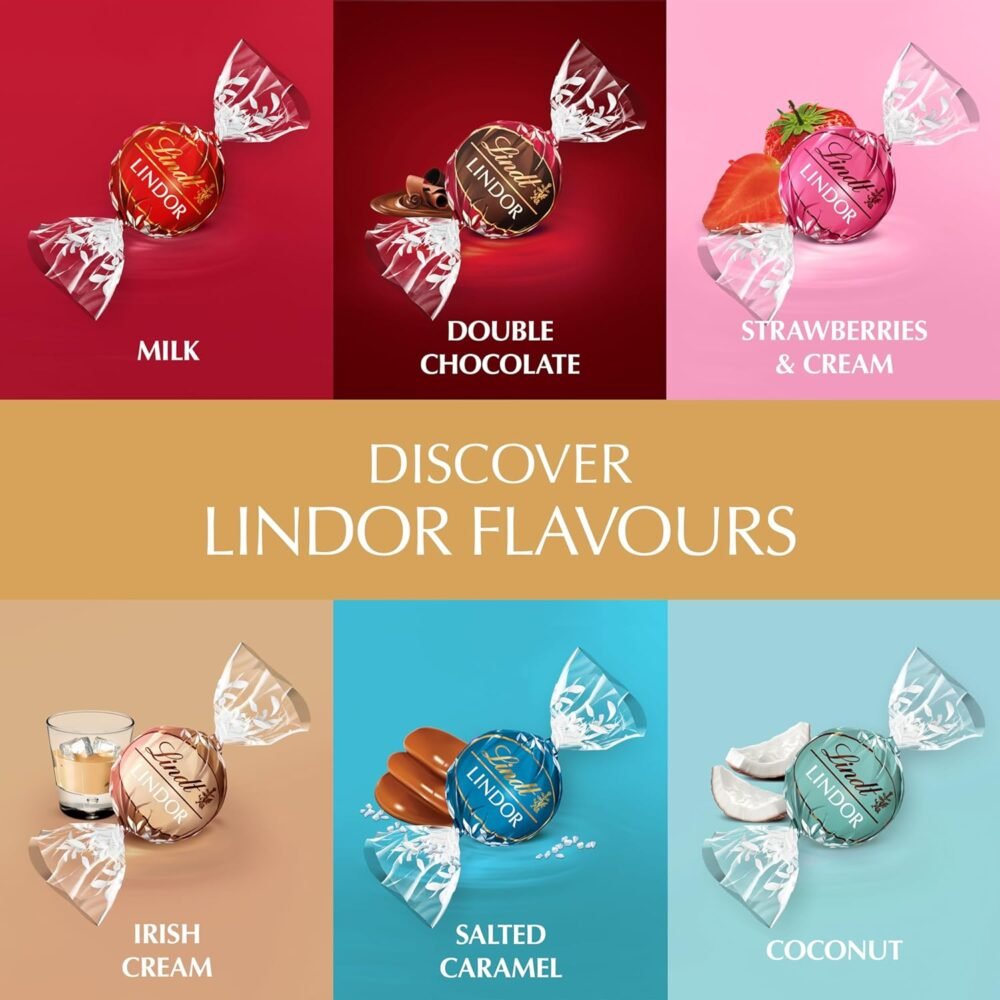 Lindt Lindor Silver Assorted ChocolateTruffles Box Large - Approx 26 balls, 337g - Chocolate Truffles with a Smooth Melting Filling - Gift Present or Sharing Box - Easter, Birthday, Congrats - Image 10